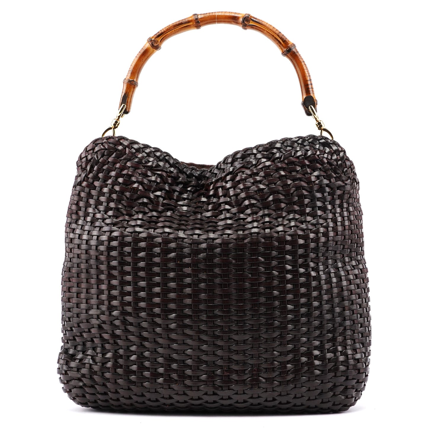 1996 Brown Woven Bamboo 2-Way Shoulder Bag
