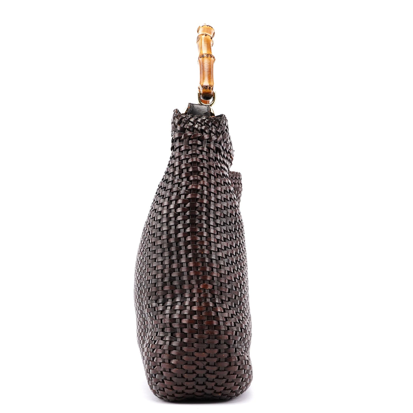 1996 Brown Woven Bamboo 2-Way Shoulder Bag