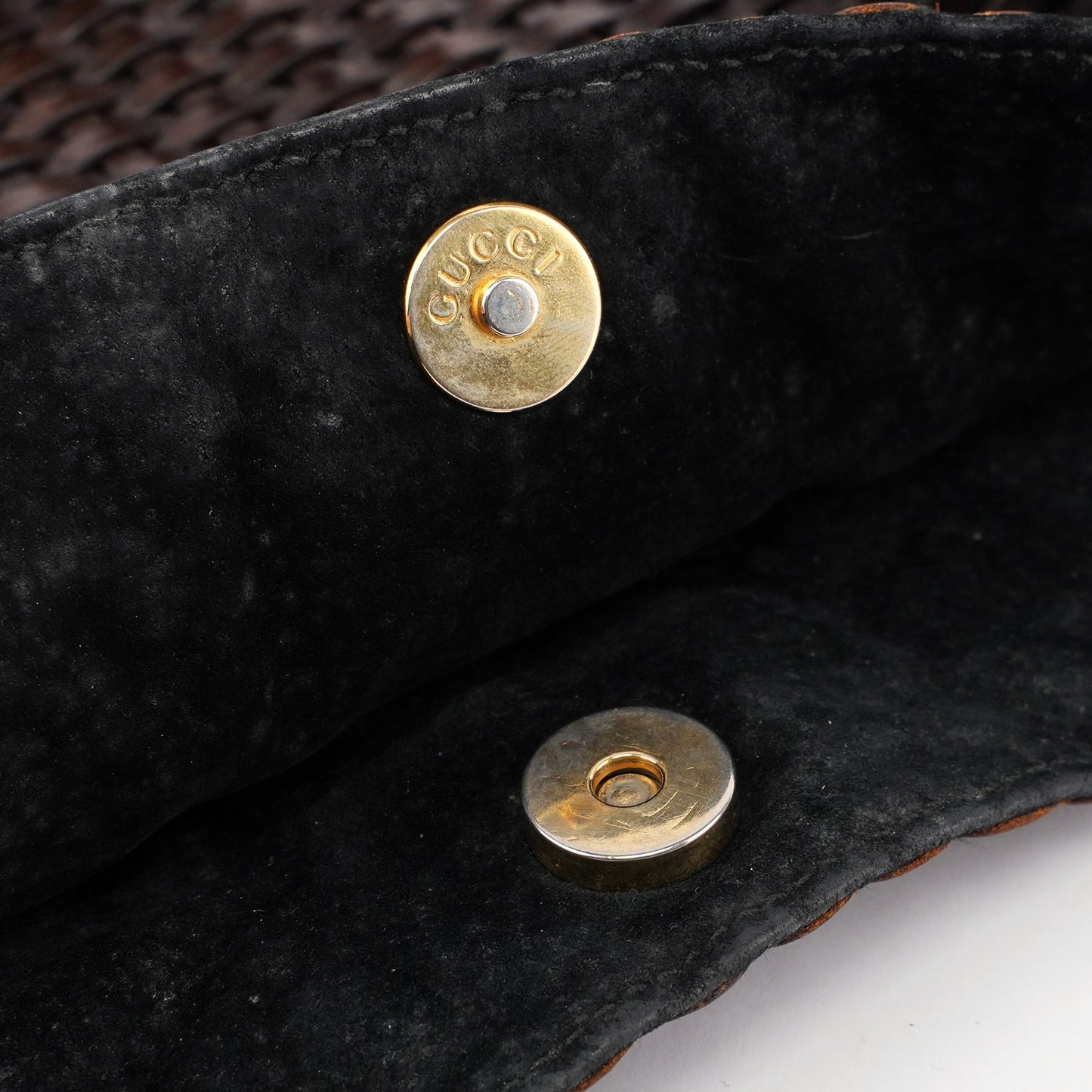 1996 Brown Woven Bamboo 2-Way Shoulder Bag