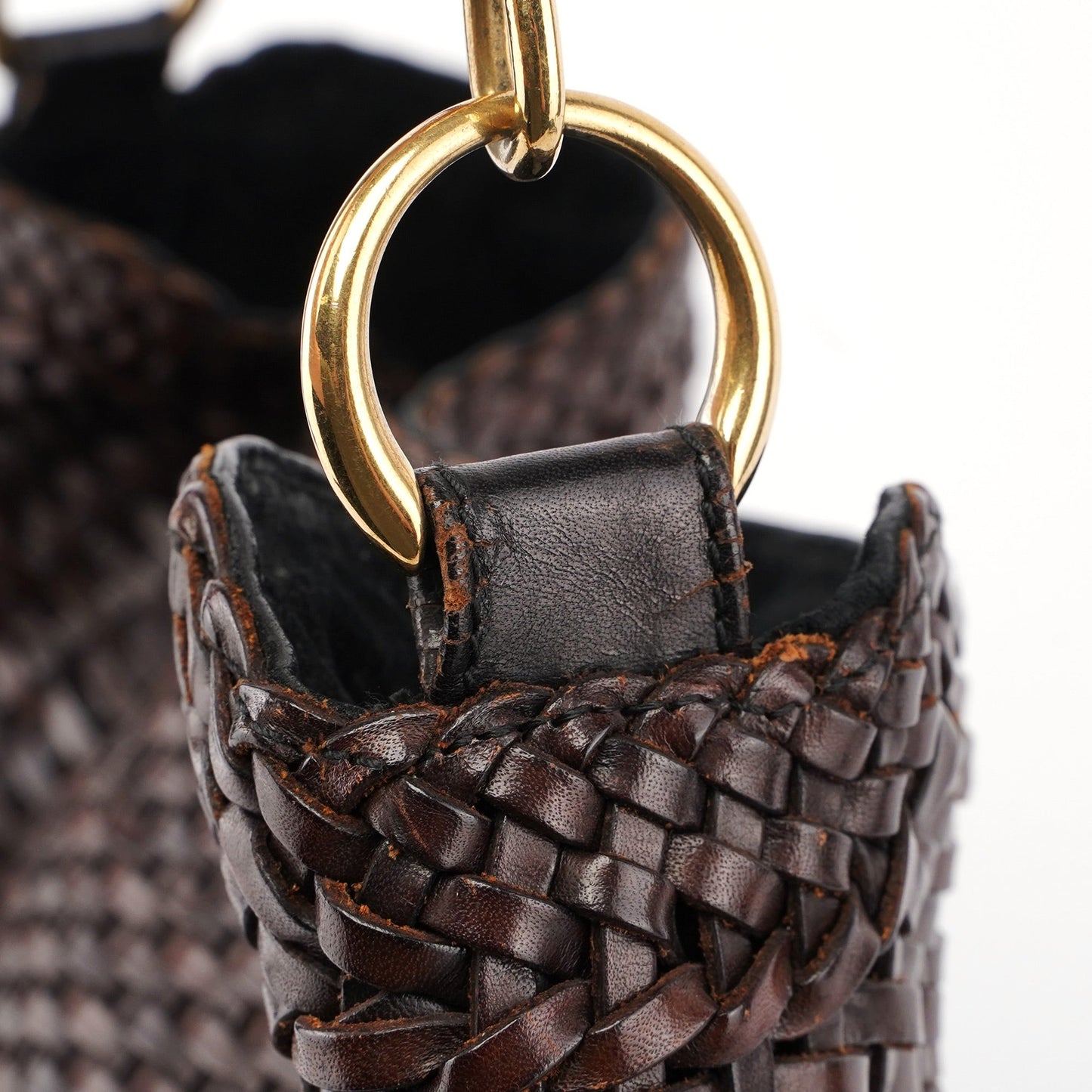 1996 Brown Woven Bamboo 2-Way Shoulder Bag