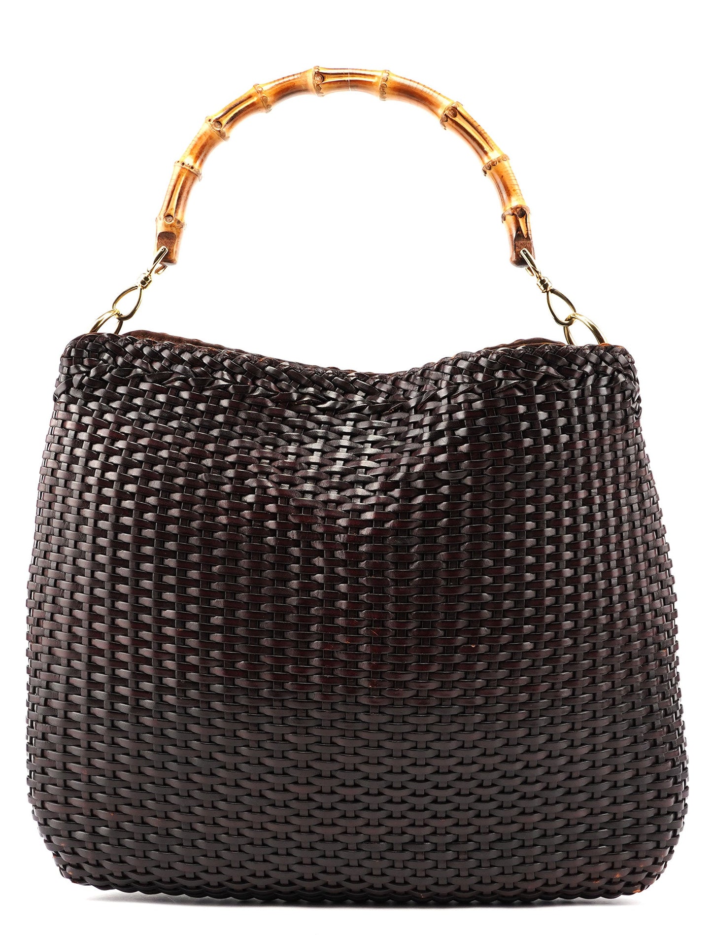 1996 Brown Woven Bamboo 2-Way Shoulder Bag