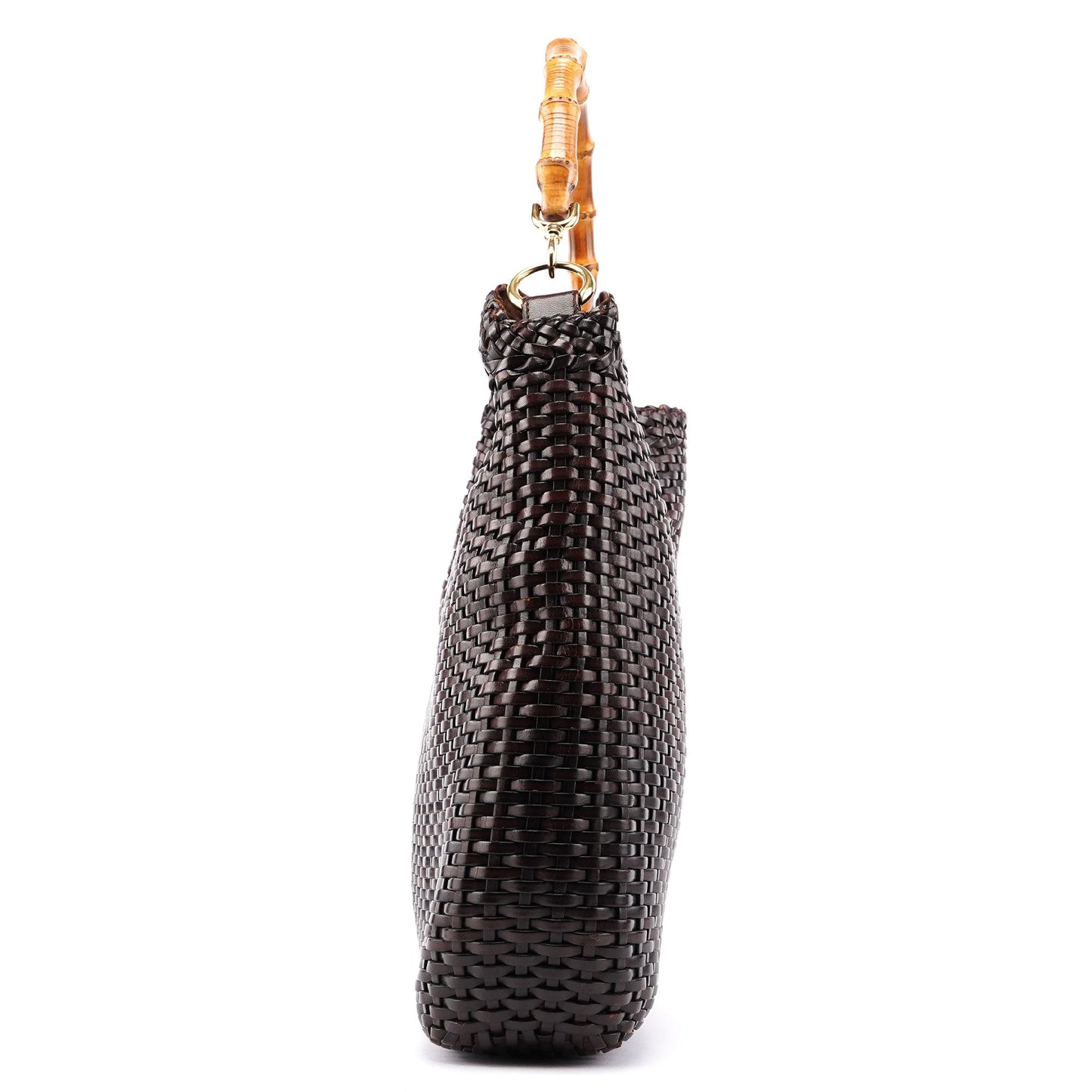 1996 Brown Woven Bamboo 2-Way Shoulder Bag