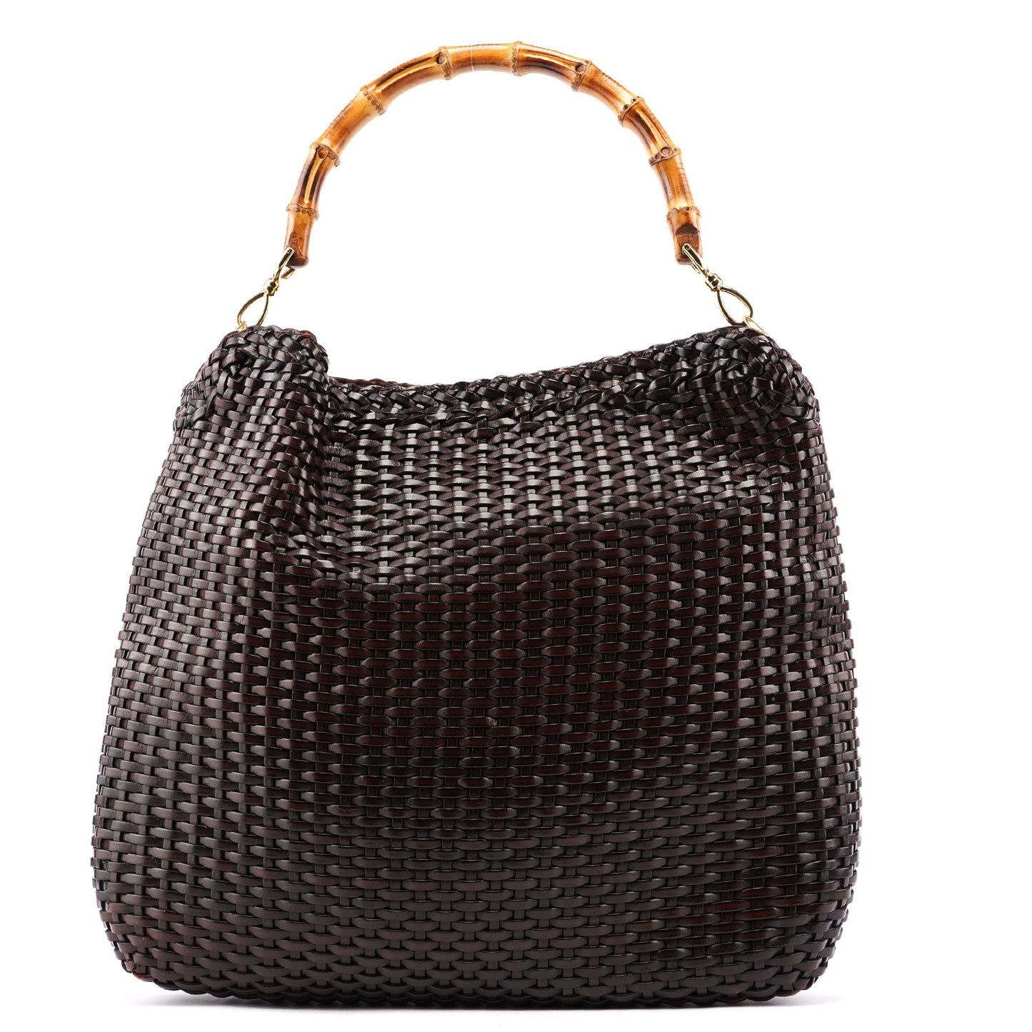 1996 Brown Woven Bamboo 2-Way Shoulder Bag