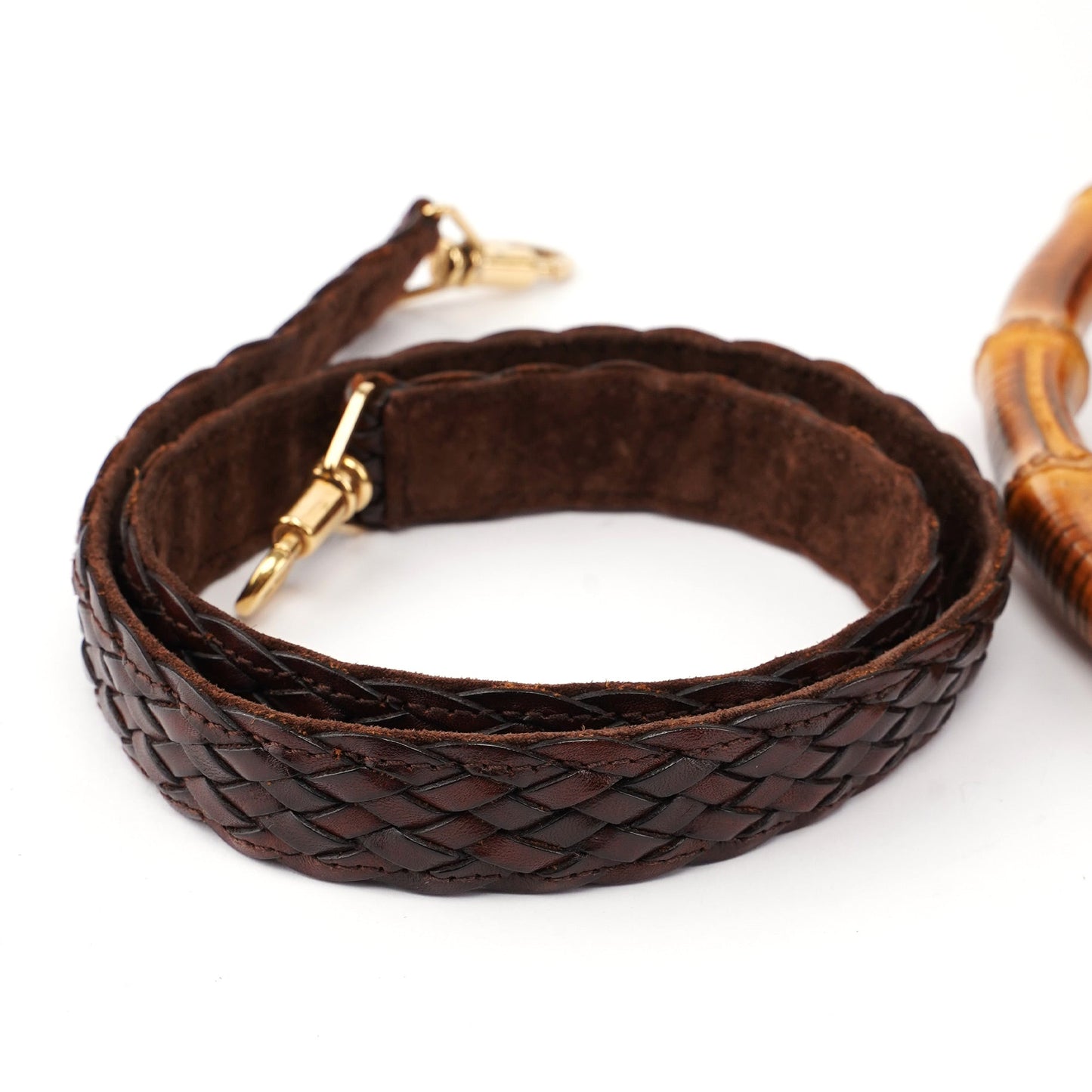 1996 Brown Woven Bamboo 2-Way Shoulder Bag