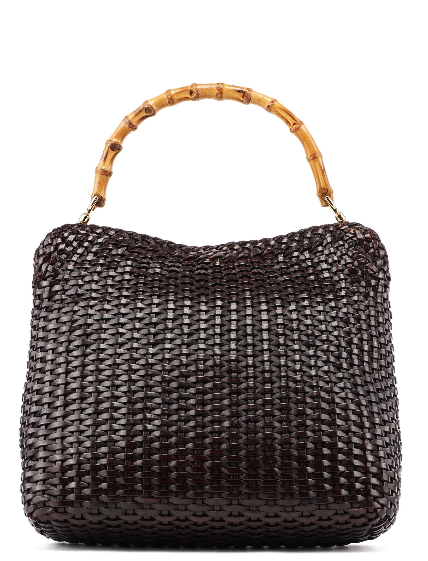 1996 Brown Woven Bamboo 2-Way Shoulder Bag
