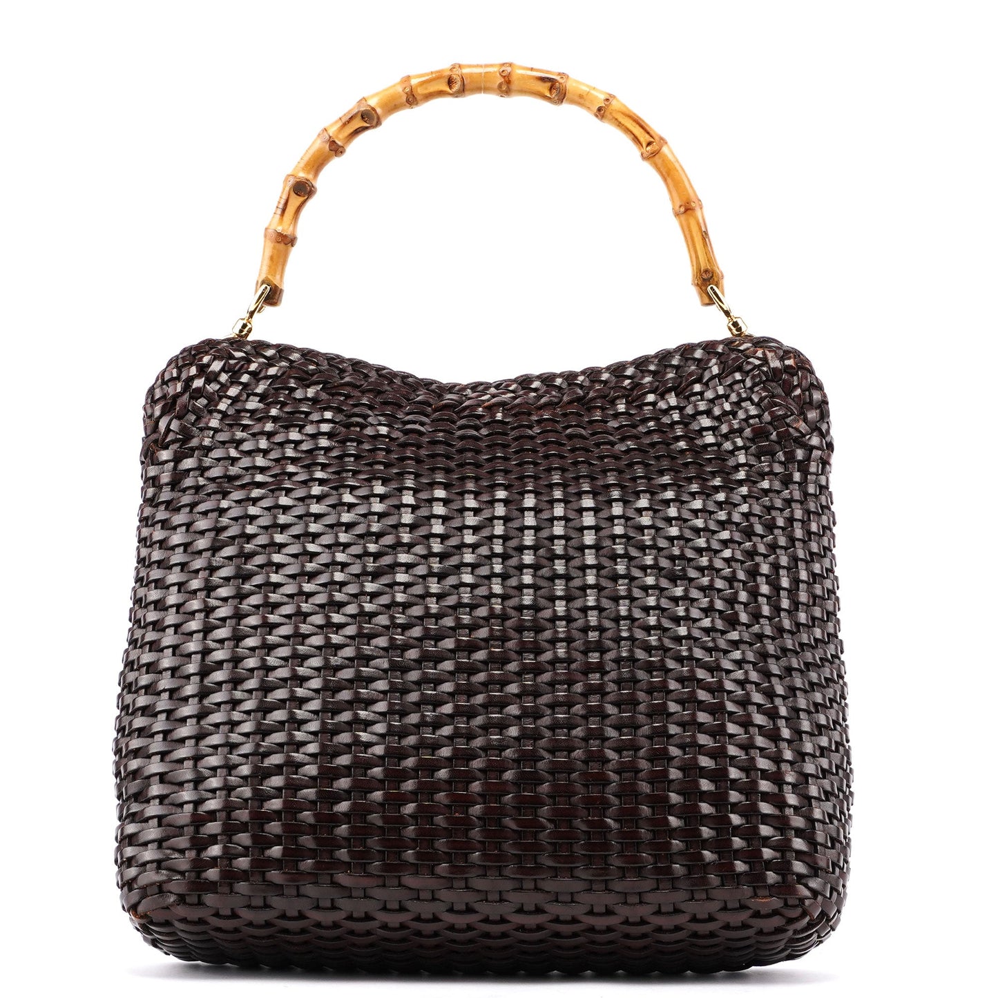 1996 Brown Woven Bamboo 2-Way Shoulder Bag