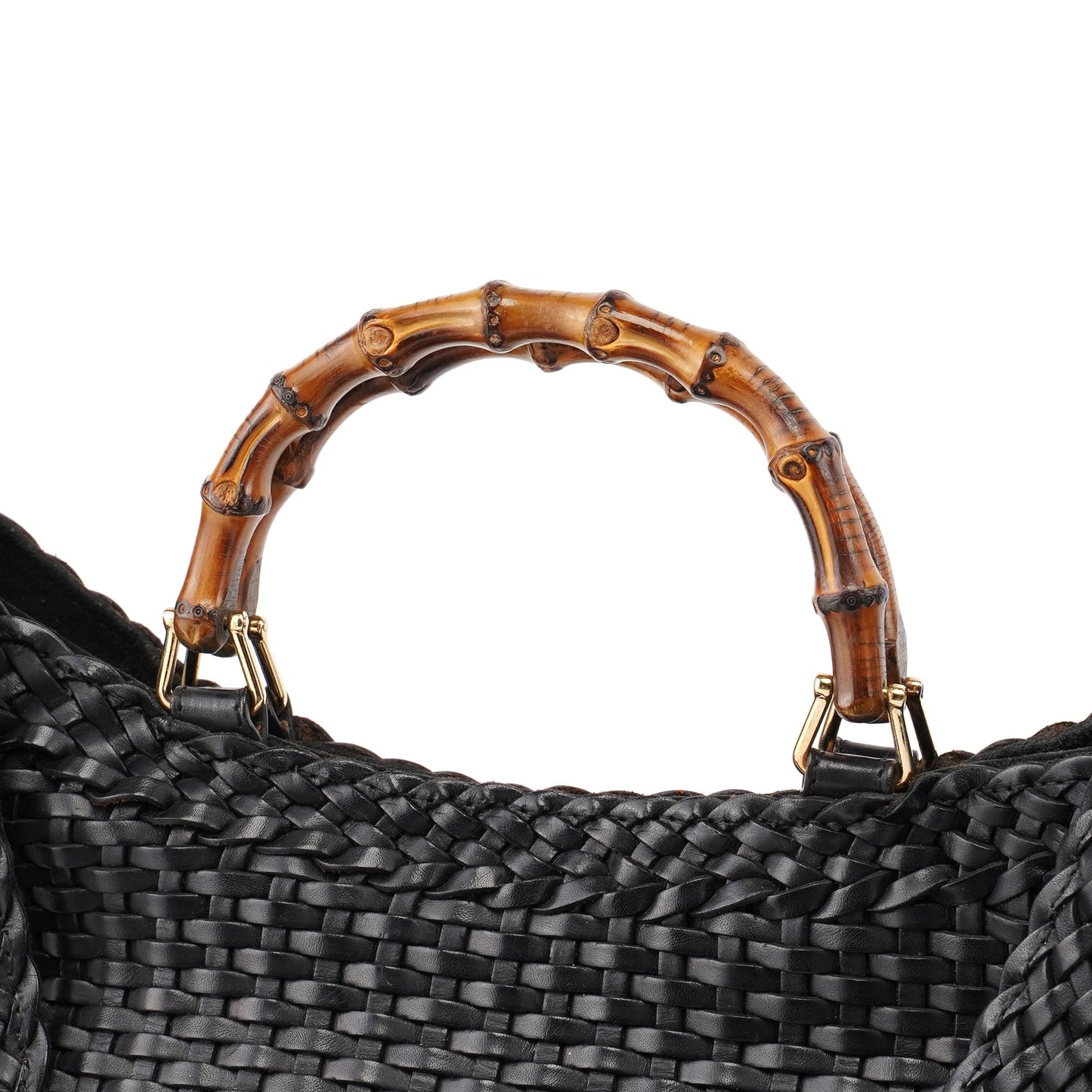 1996 Brown Woven Bamboo 2-Way Shoulder Bag