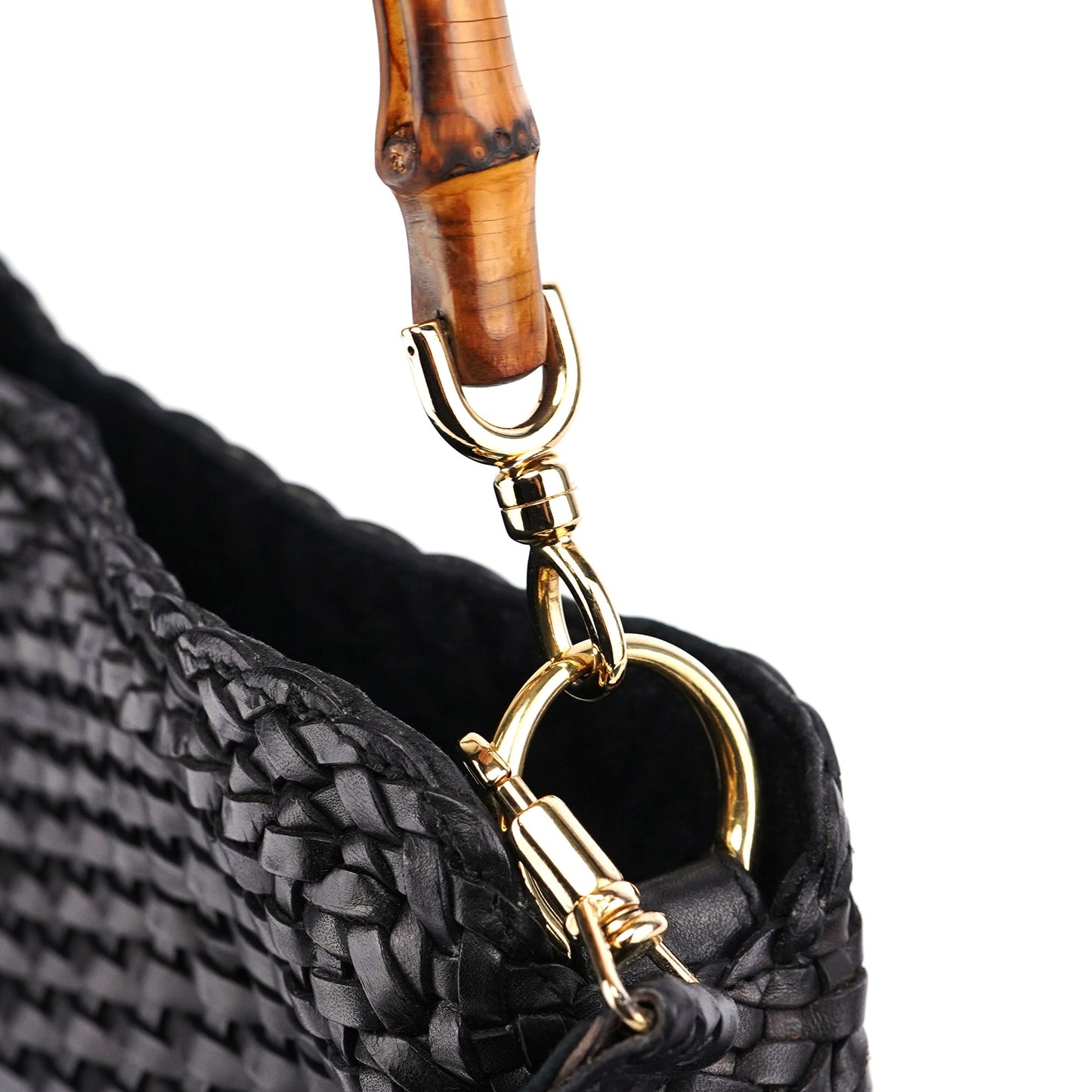 1996 Brown Woven Bamboo 2-Way Shoulder Bag