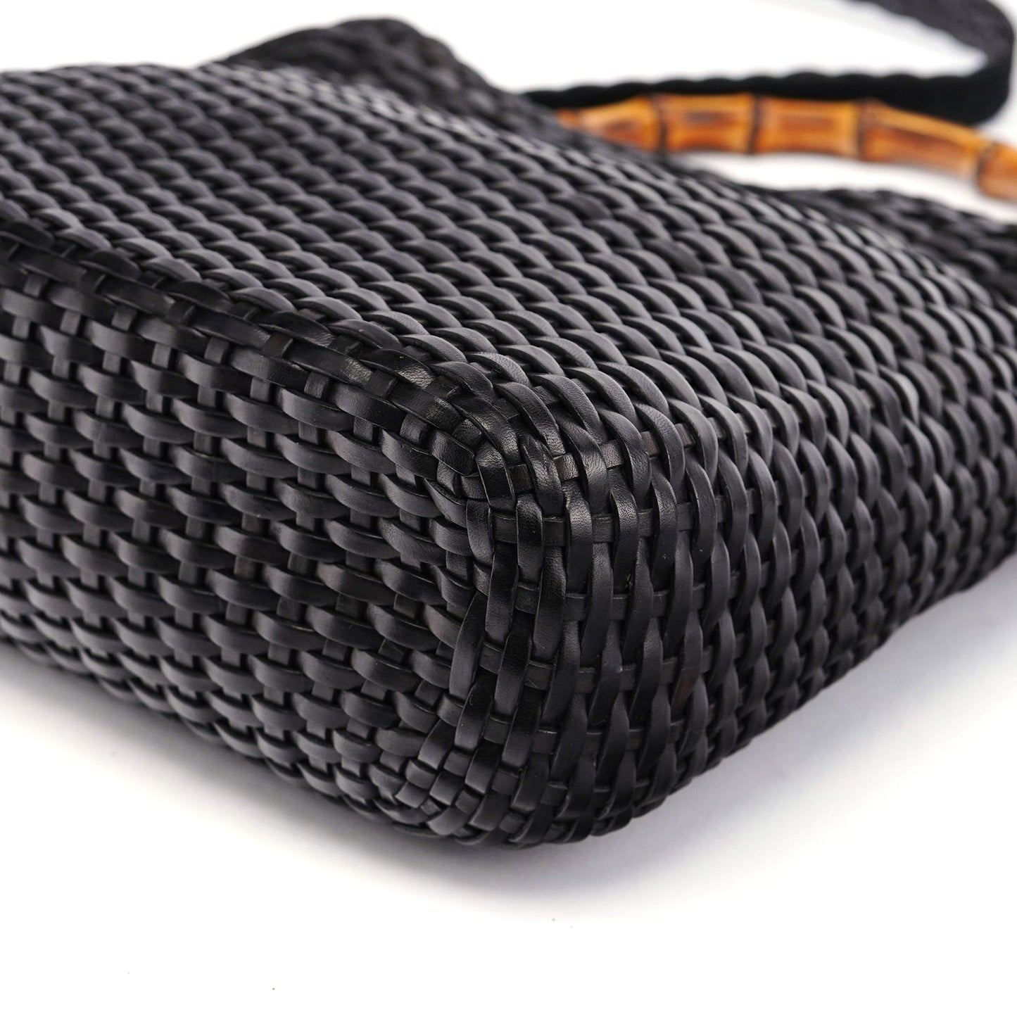 1996 Brown Woven Bamboo 2-Way Shoulder Bag