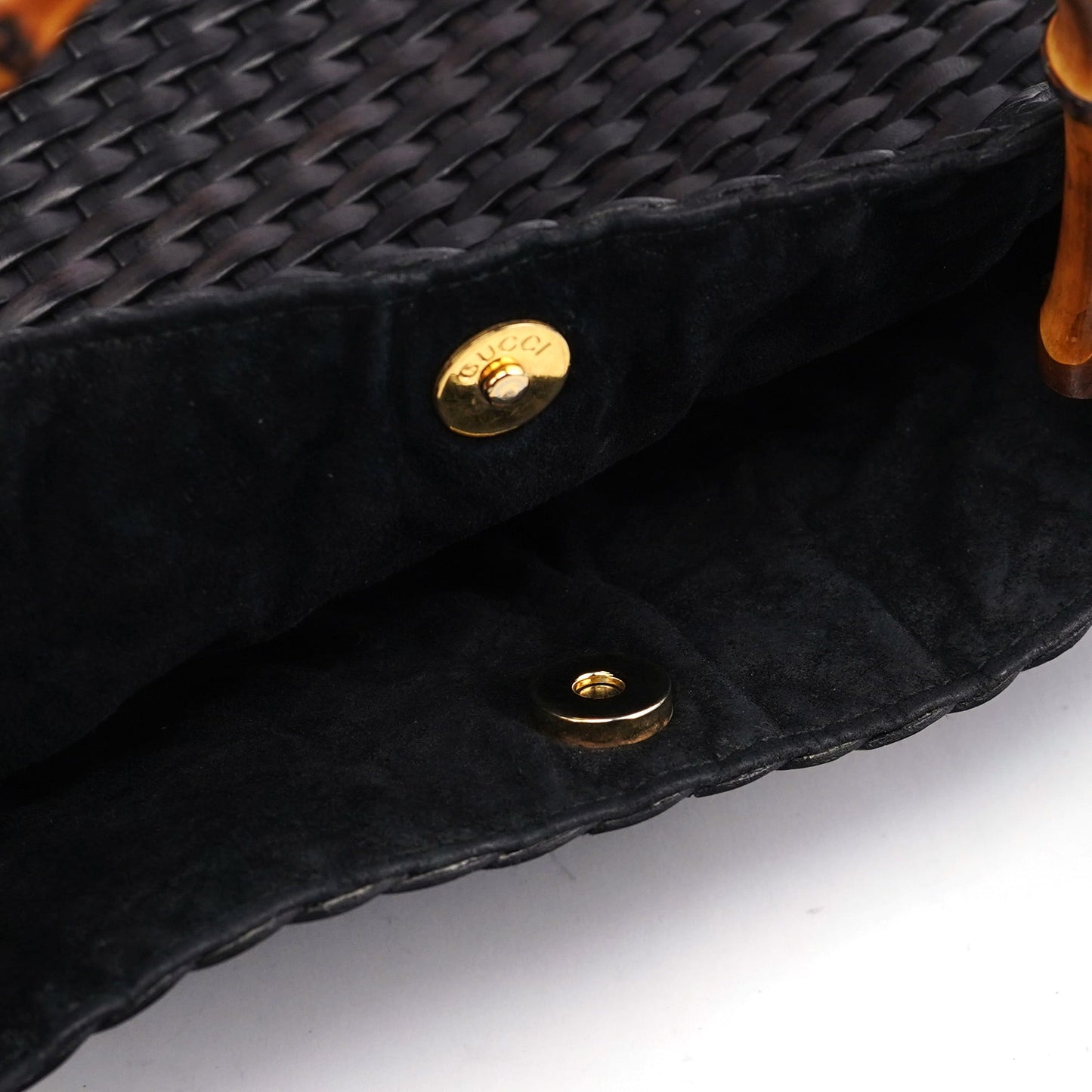 1996 Brown Woven Bamboo 2-Way Shoulder Bag