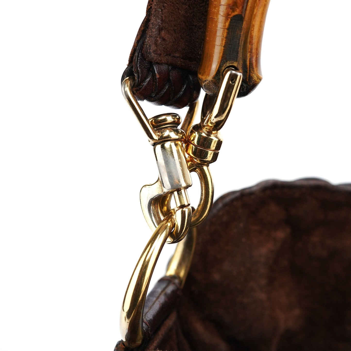 1996 Brown Woven Bamboo 2-Way Shoulder Bag