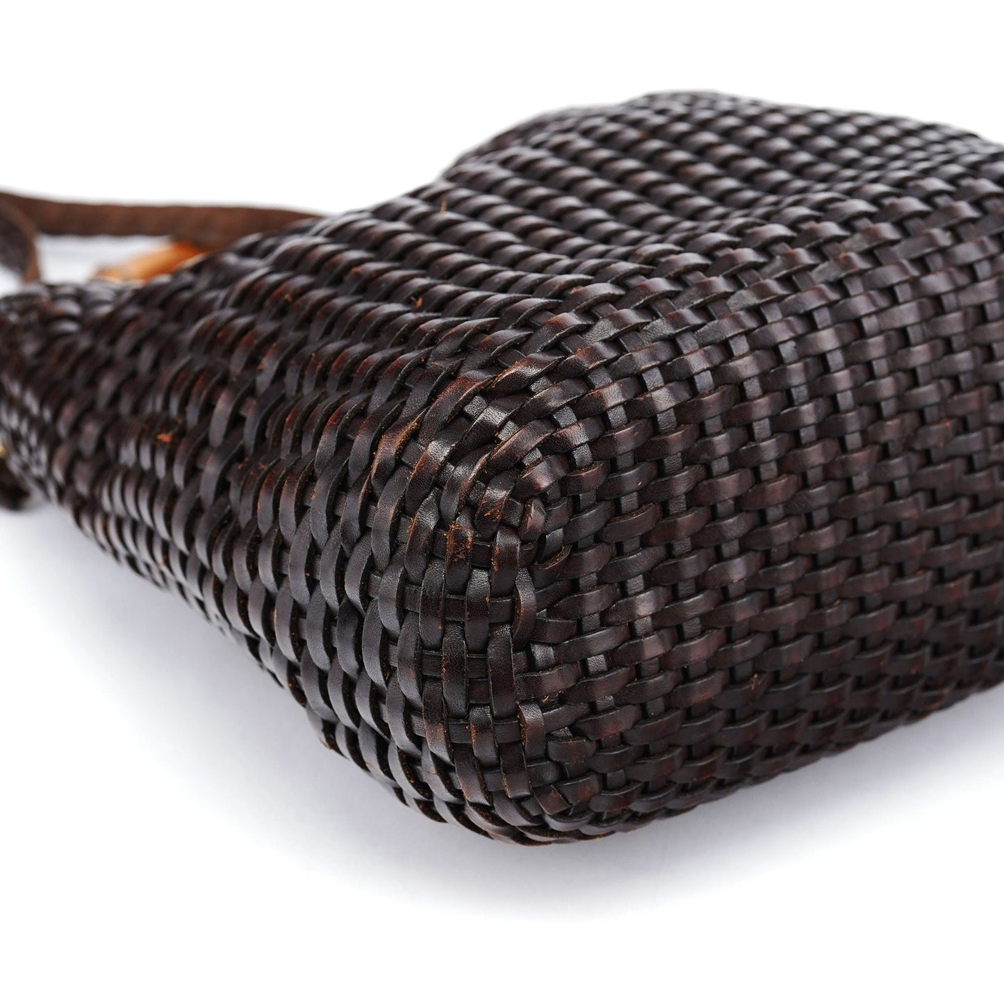 1996 Brown Woven Bamboo 2-Way Shoulder Bag