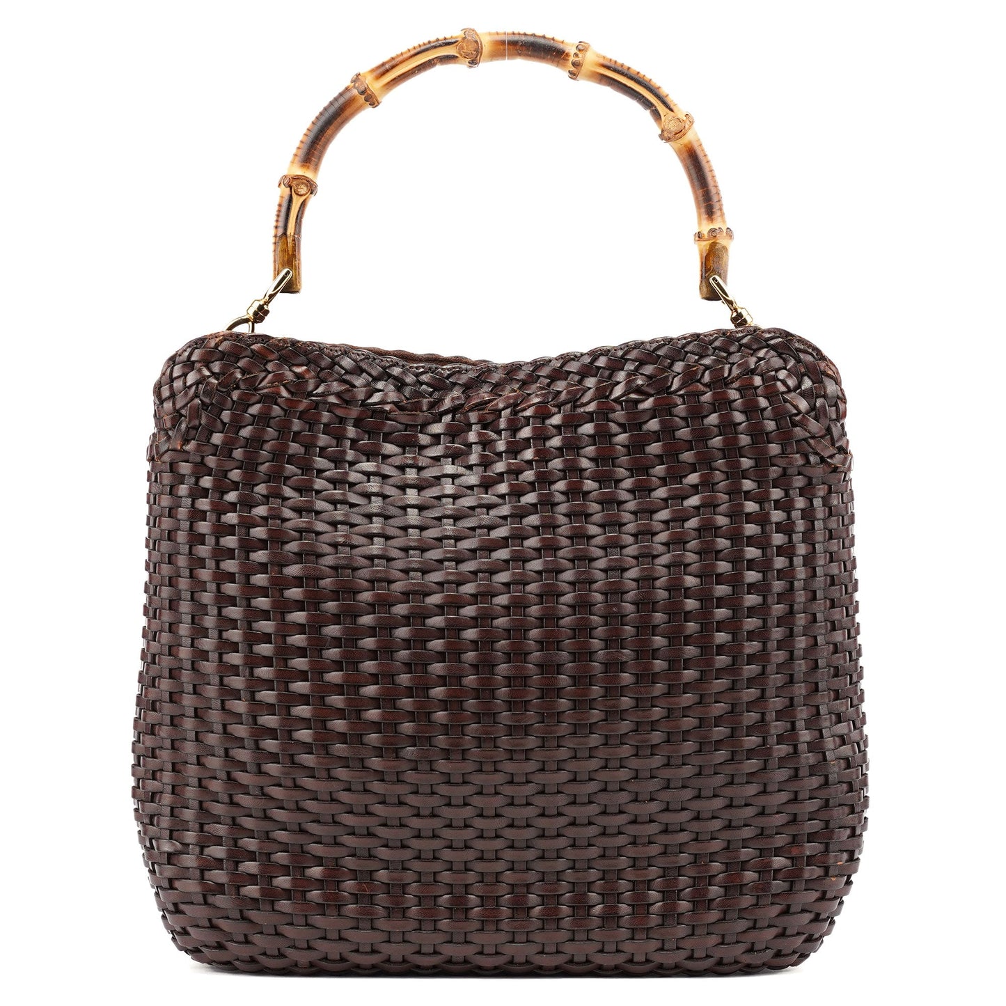 1996 Brown Woven Bamboo Shoulder Bag