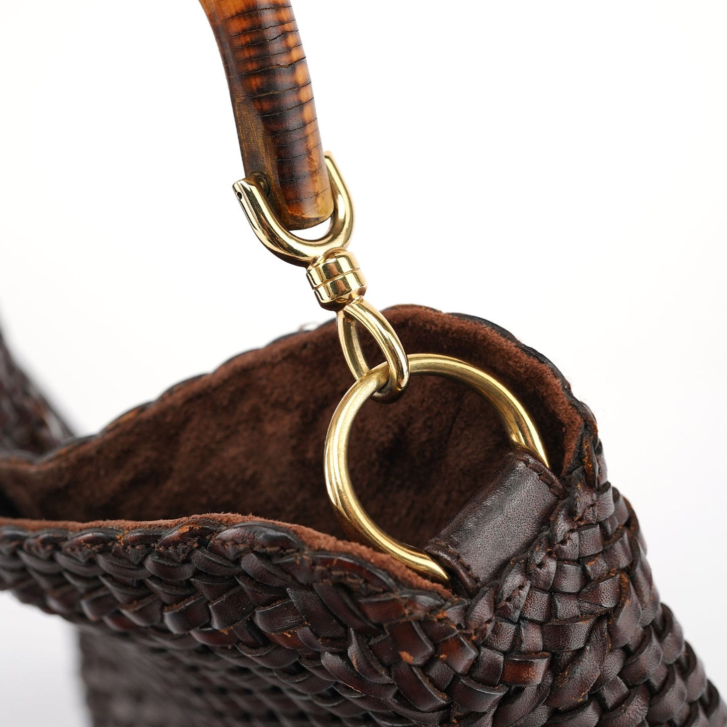 1996 Brown Woven Bamboo Shoulder Bag