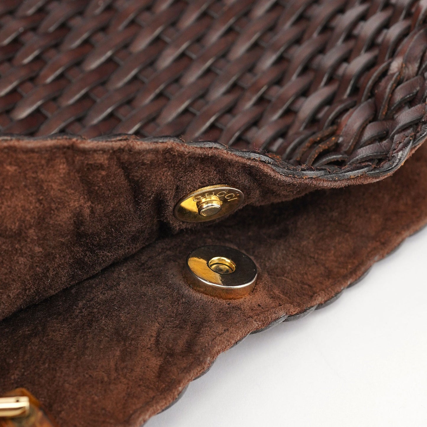 1996 Brown Woven Bamboo Shoulder Bag