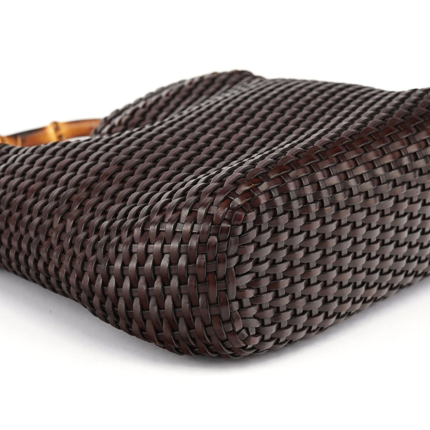 1996 Brown Woven Bamboo Shoulder Bag