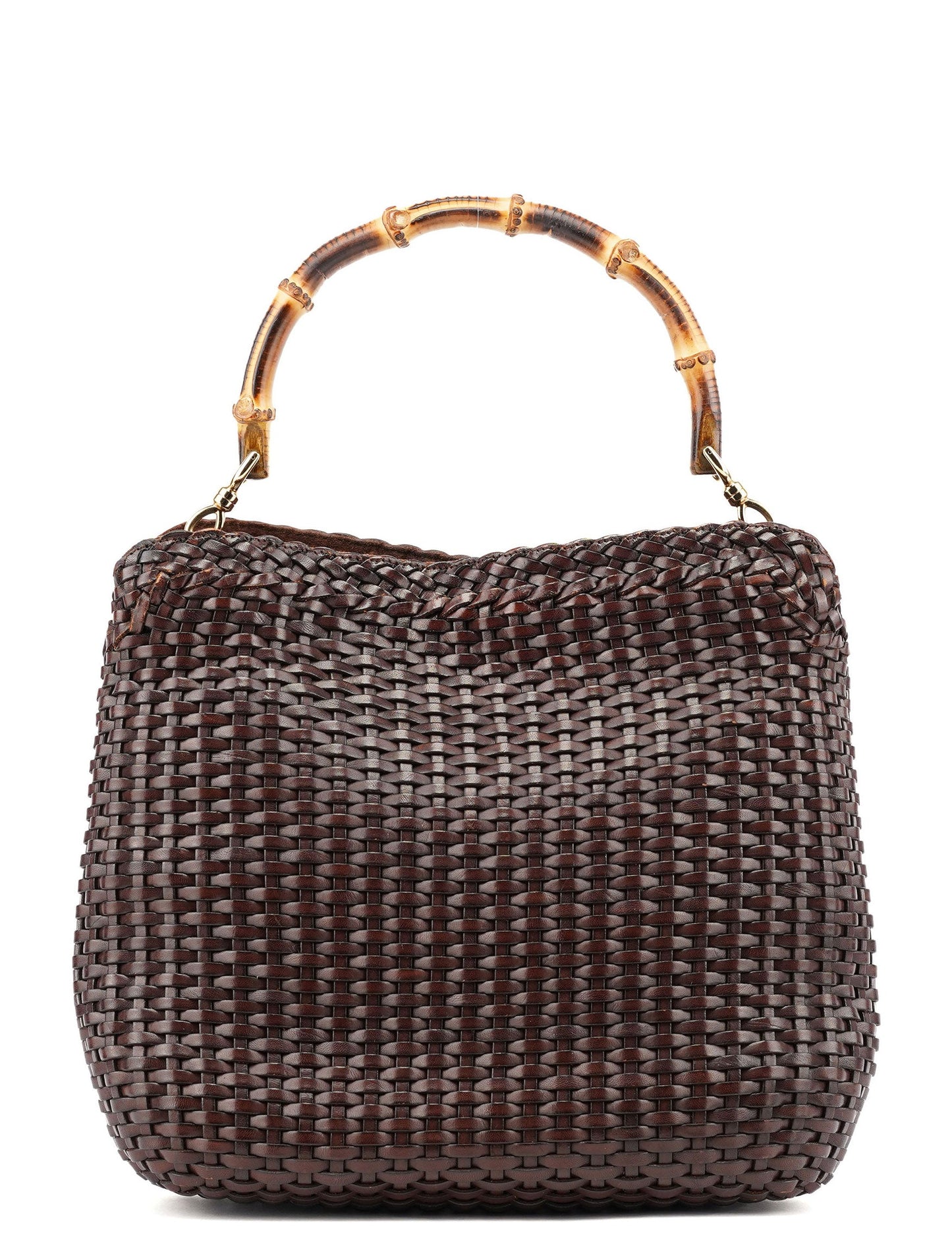 1996 Brown Woven Bamboo Shoulder Bag