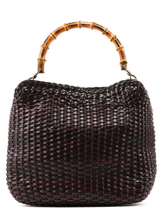 1996 Brown Woven Bamboo Shoulder Bag