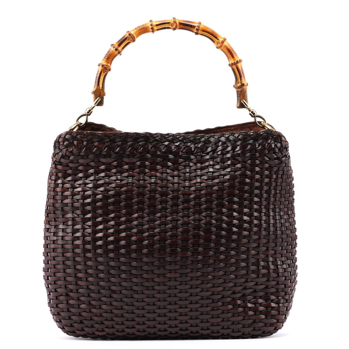 1996 Brown Woven Bamboo Shoulder Bag