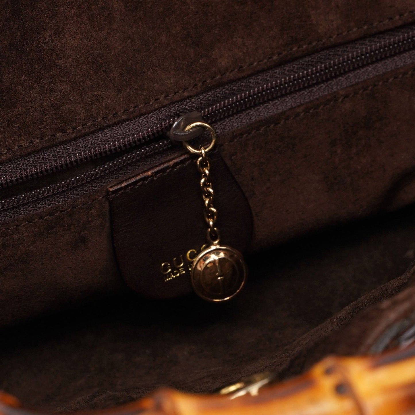 1996 Brown Woven Bamboo Shoulder Bag