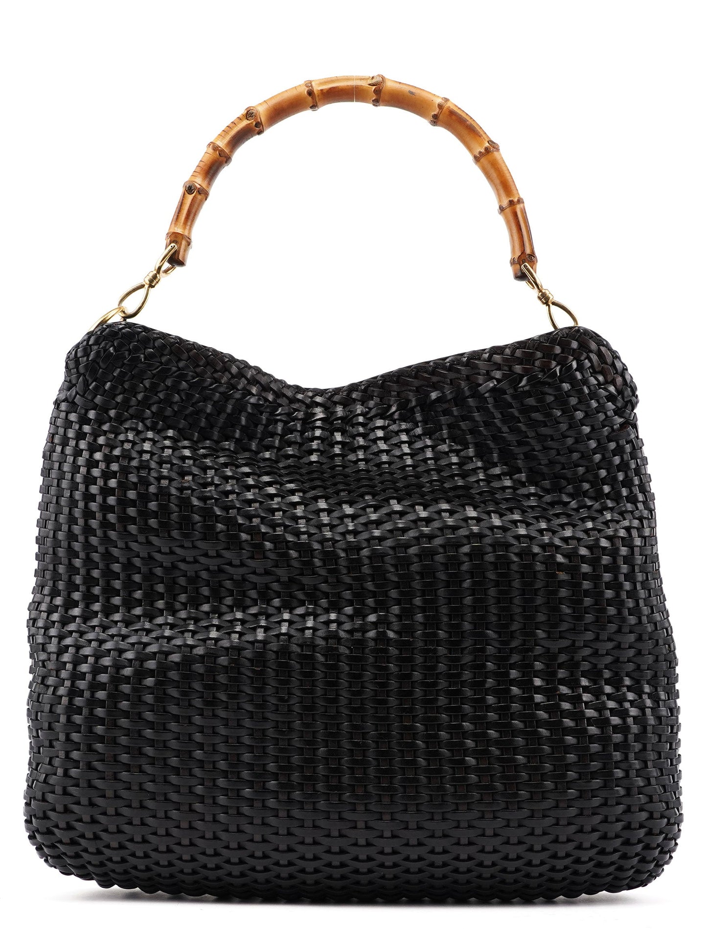 1996 Brown Woven Bamboo Shoulder Bag