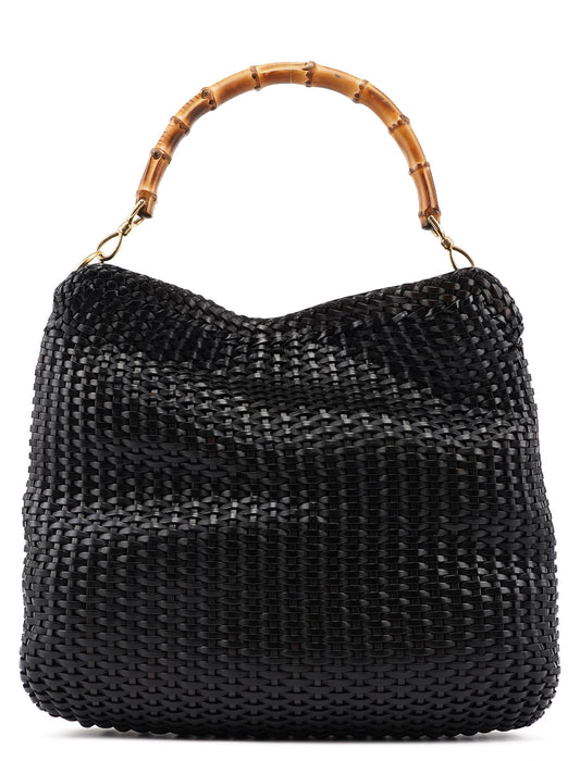 1996 Brown Woven Bamboo Shoulder Bag