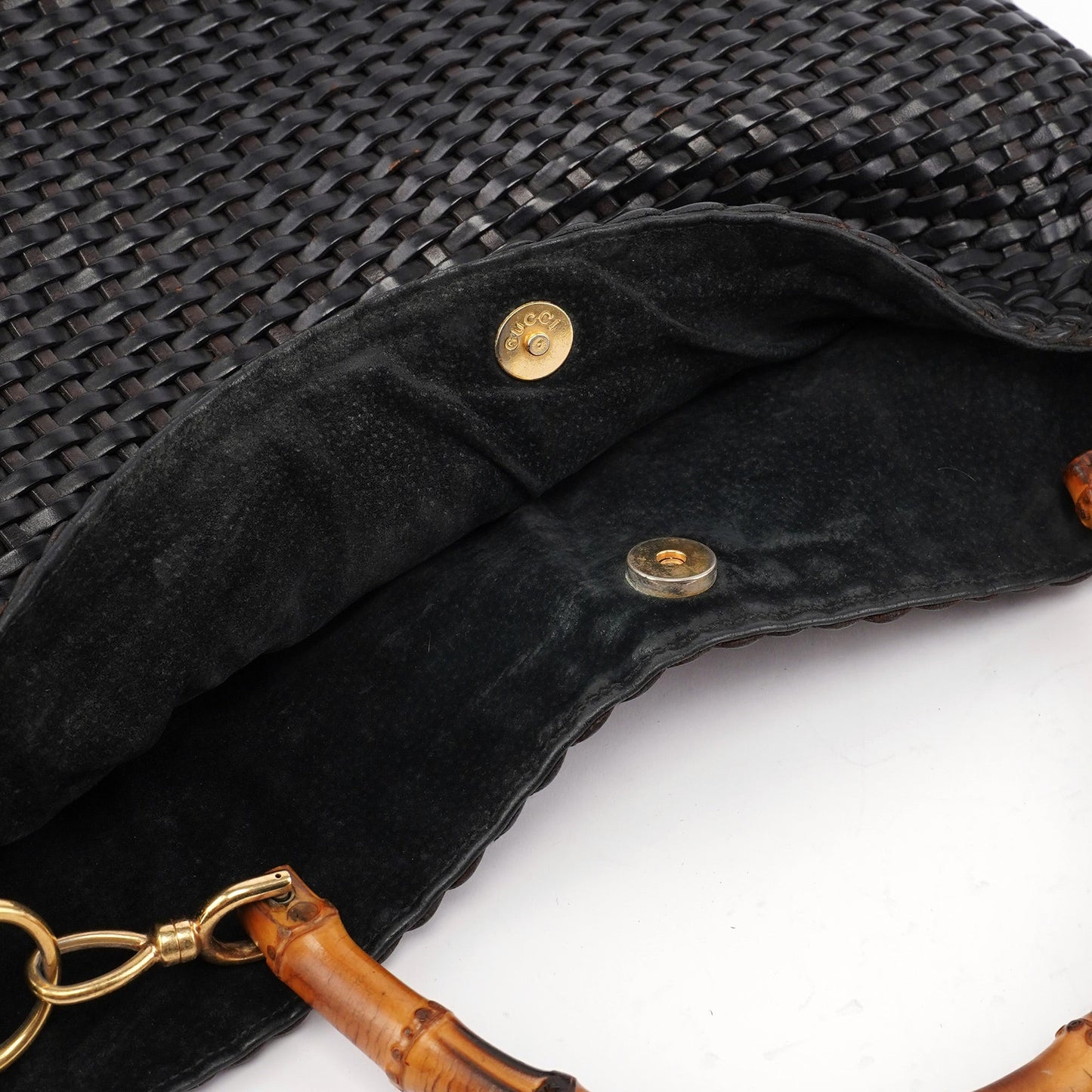 1996 Brown Woven Bamboo Shoulder Bag