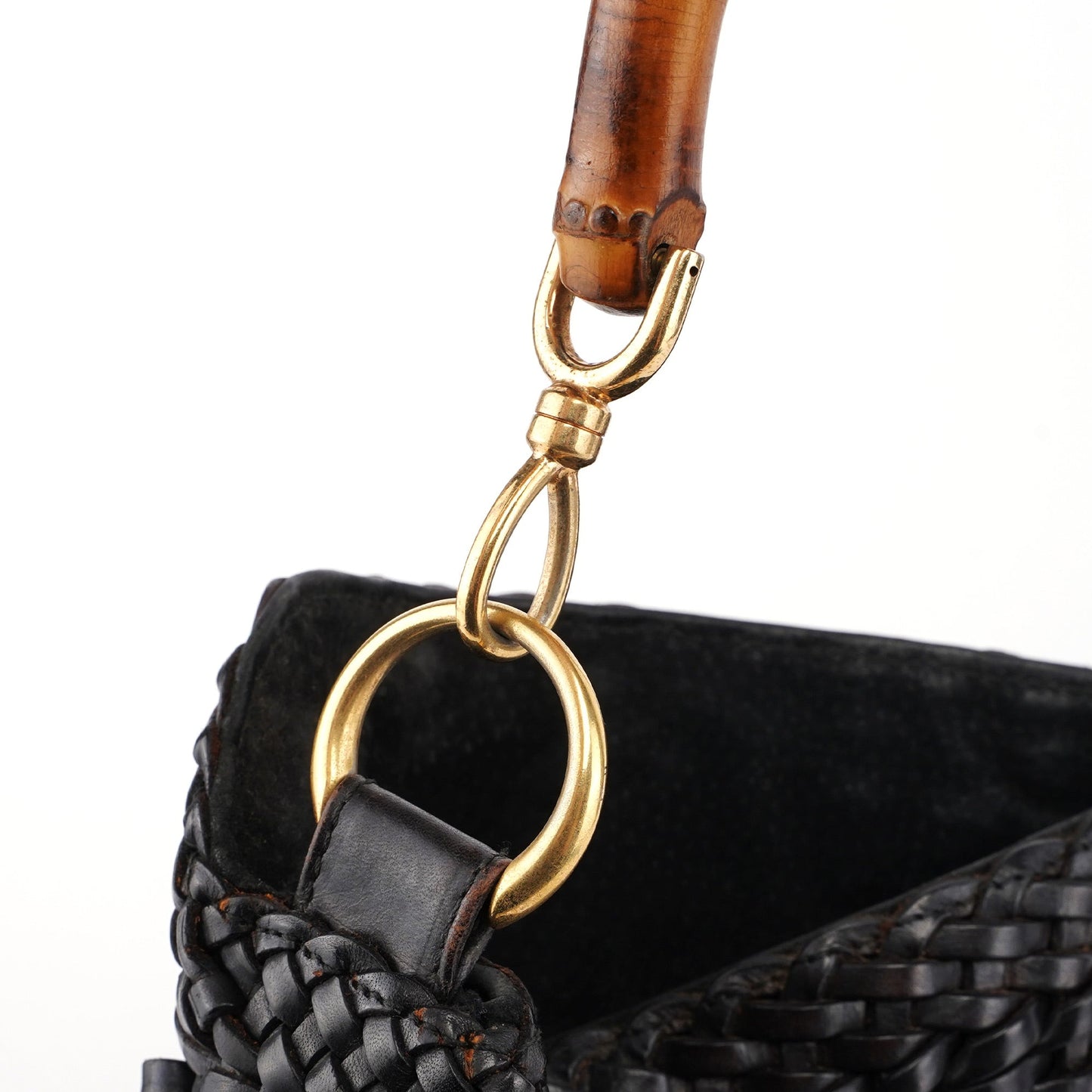 1996 Brown Woven Bamboo Shoulder Bag