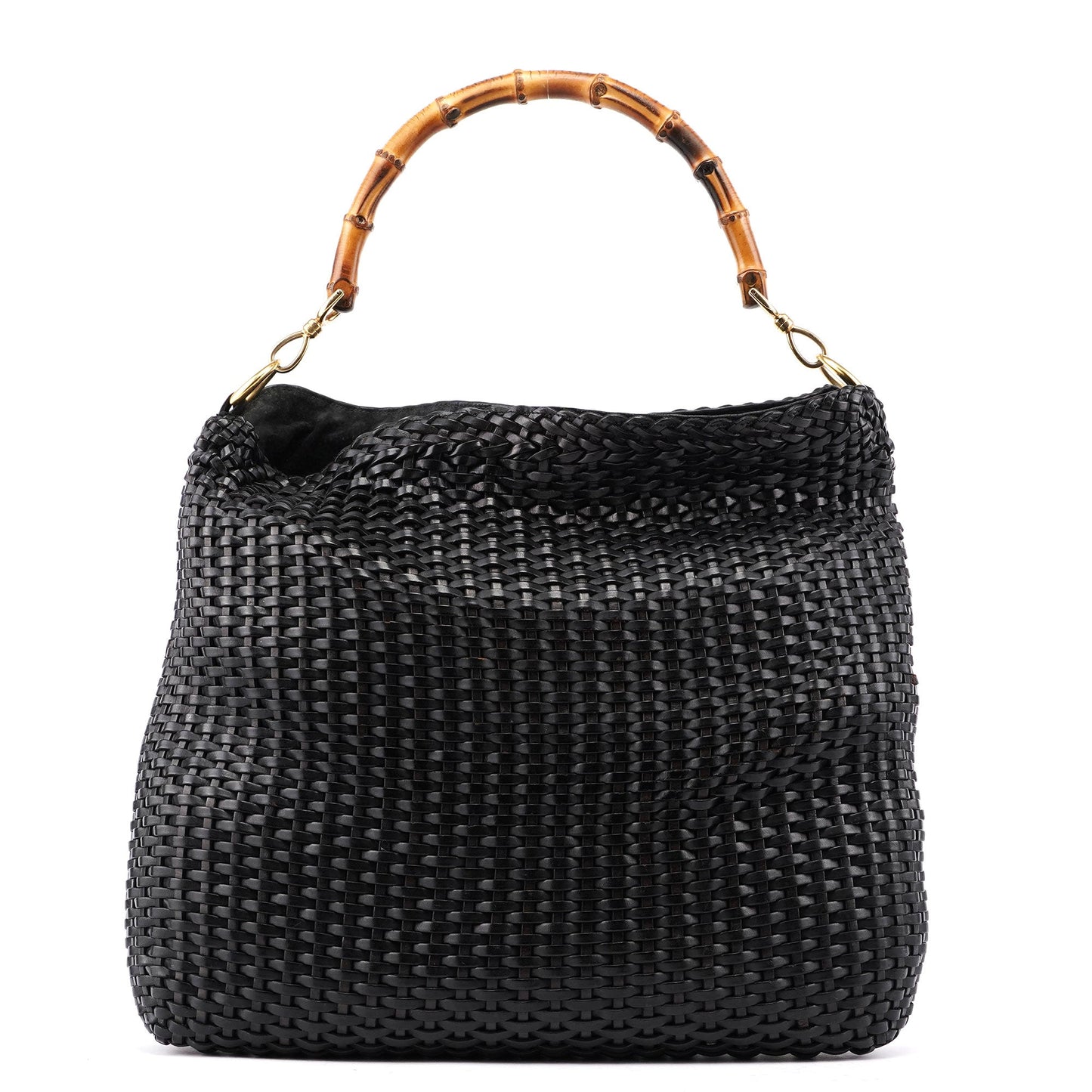 1996 Brown Woven Bamboo Shoulder Bag