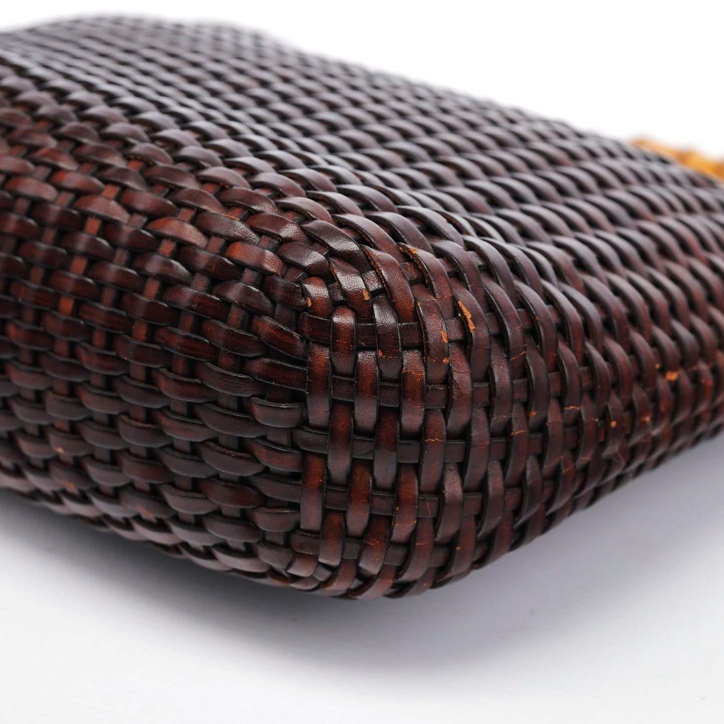 1996 Brown Woven Bamboo Shoulder Bag