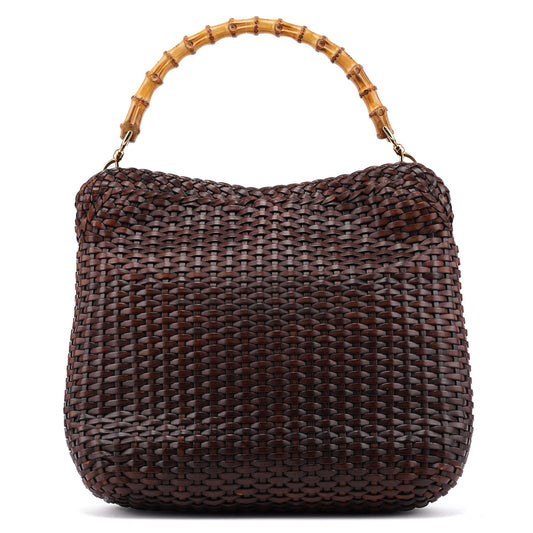 1996 Brown Woven Bamboo Shoulder Bag