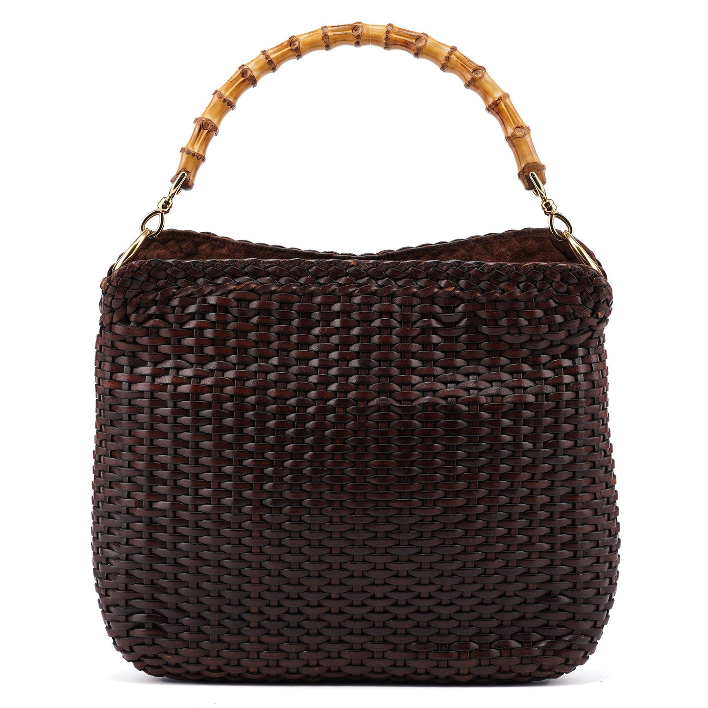 1996 Brown Woven Bamboo Shoulder Bag