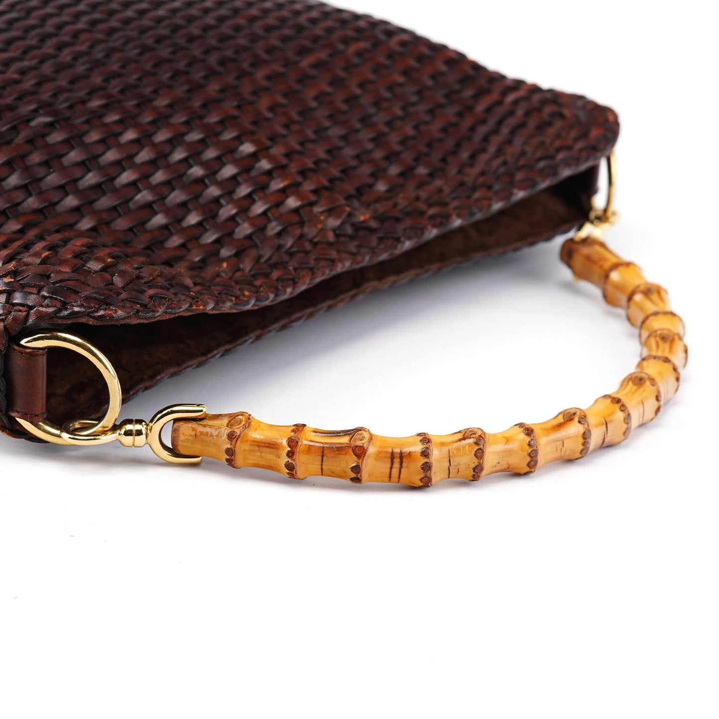 1996 Brown Woven Bamboo Shoulder Bag