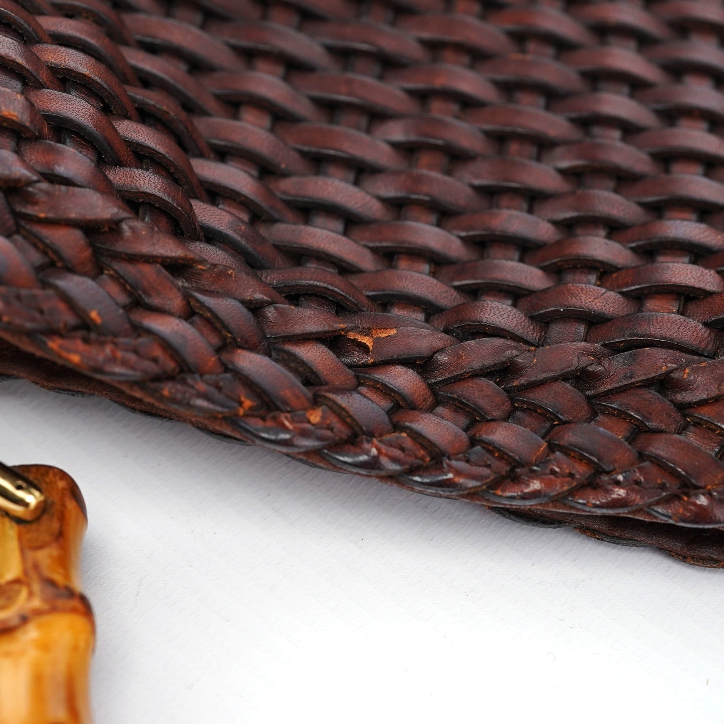 1996 Brown Woven Bamboo Shoulder Bag