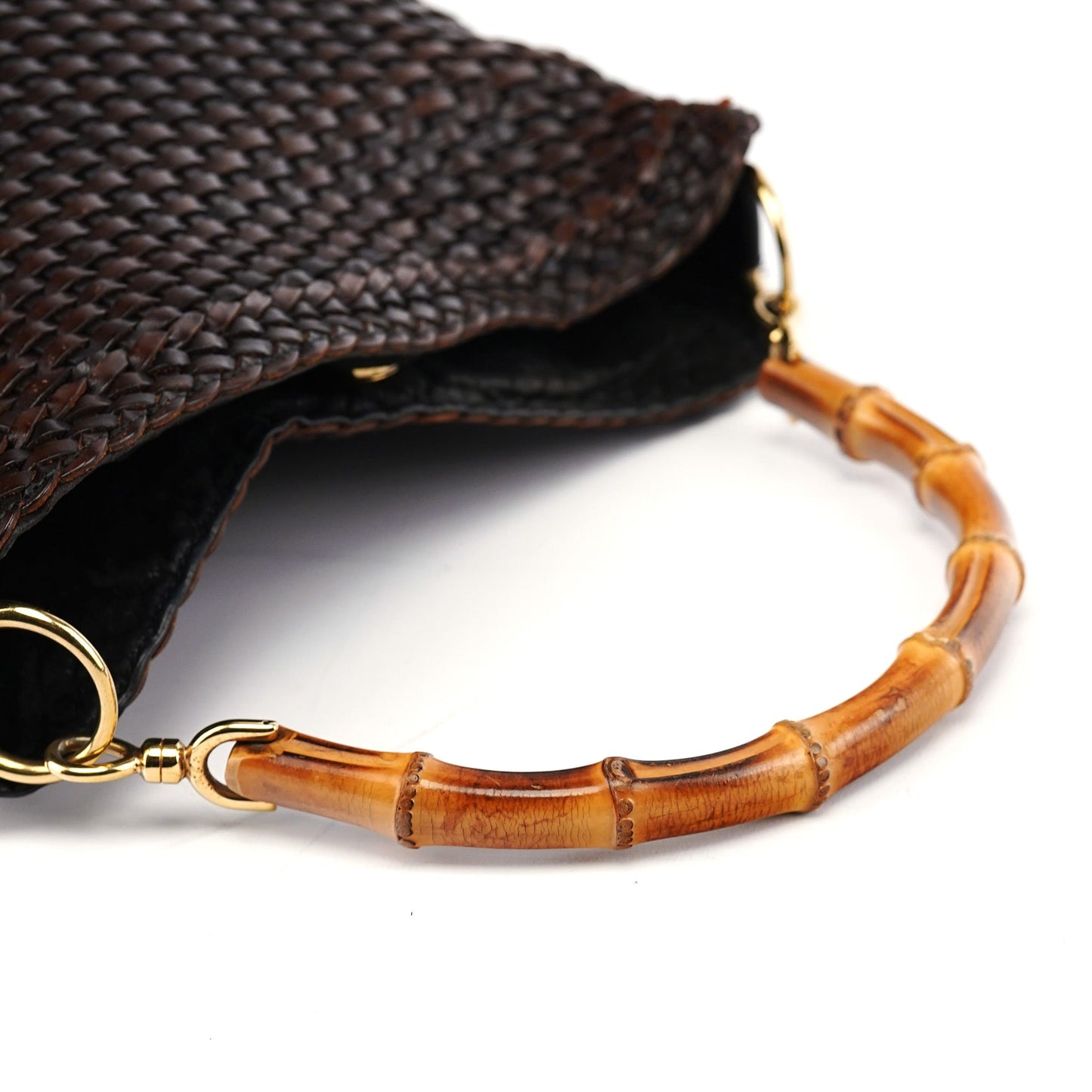 1996 Brown Woven Bamboo Shoulder Bag