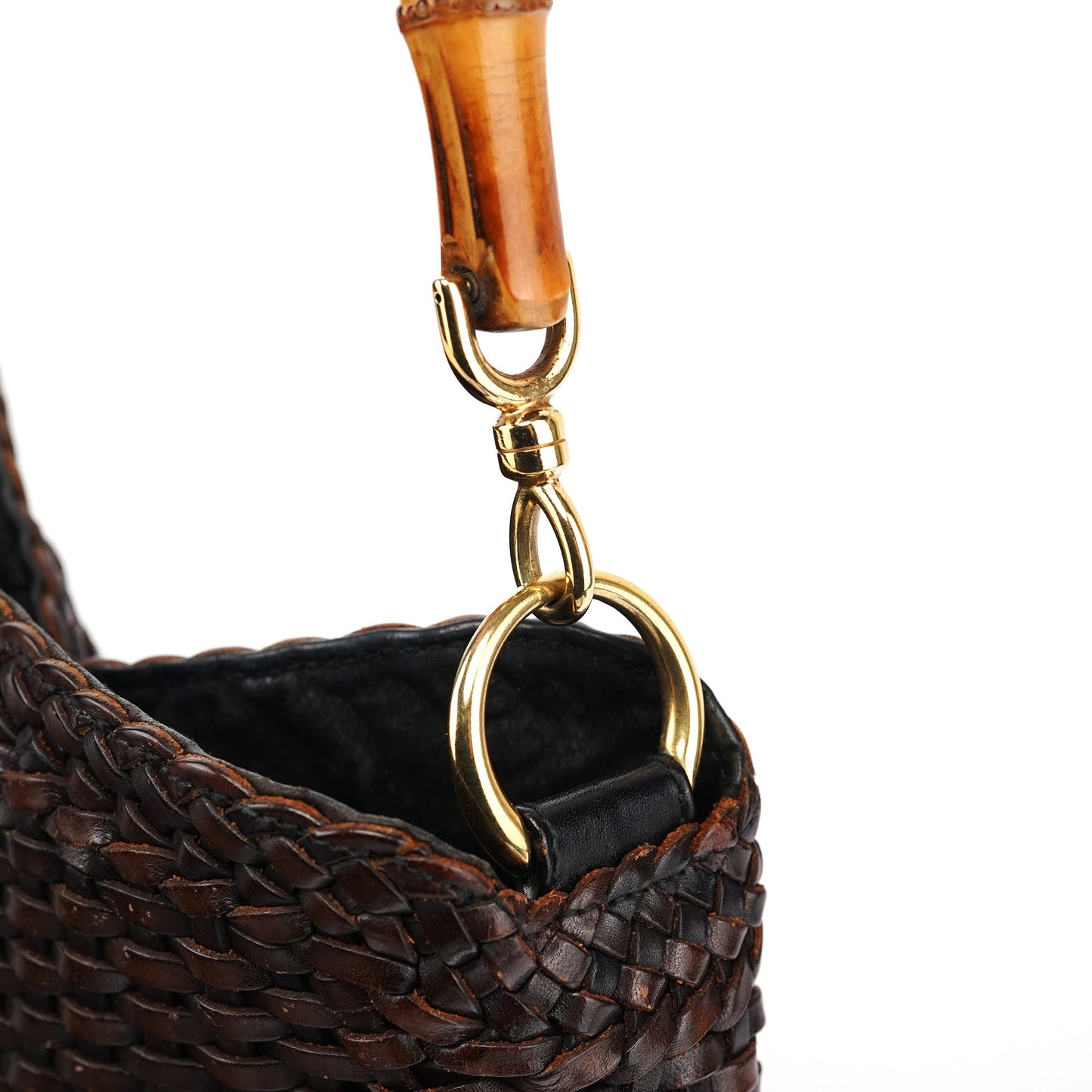 1996 Brown Woven Bamboo Shoulder Bag