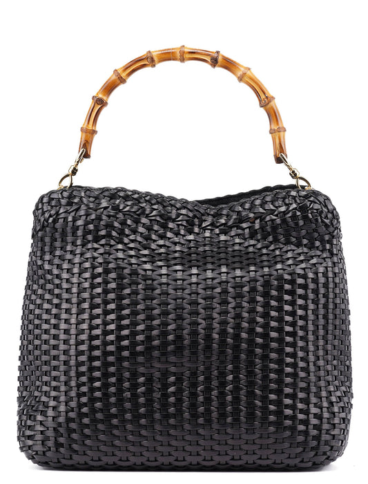1996 Brown Woven Bamboo Shoulder Bag