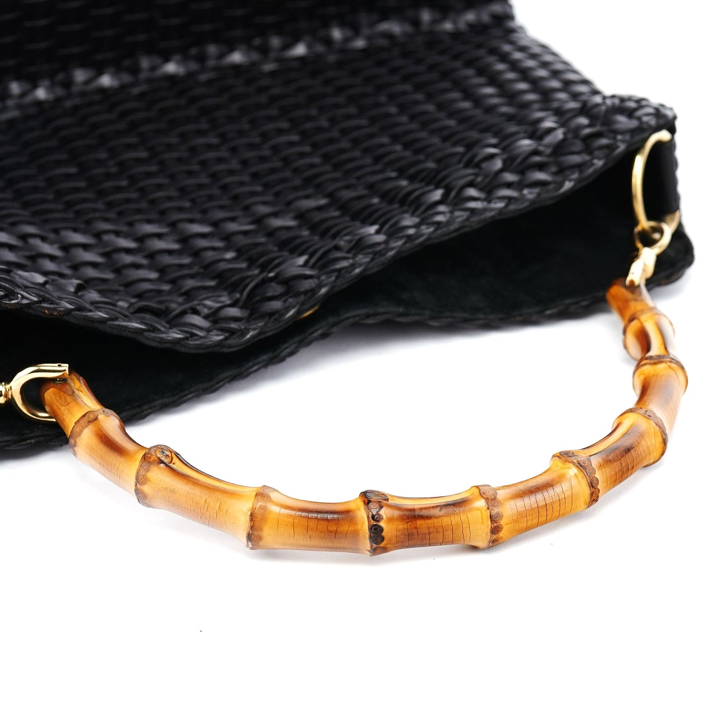 1996 Brown Woven Bamboo Shoulder Bag