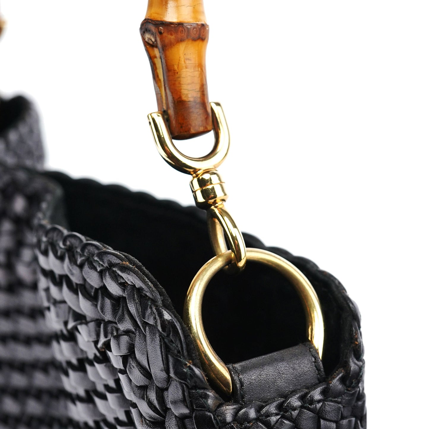 1996 Brown Woven Bamboo Shoulder Bag