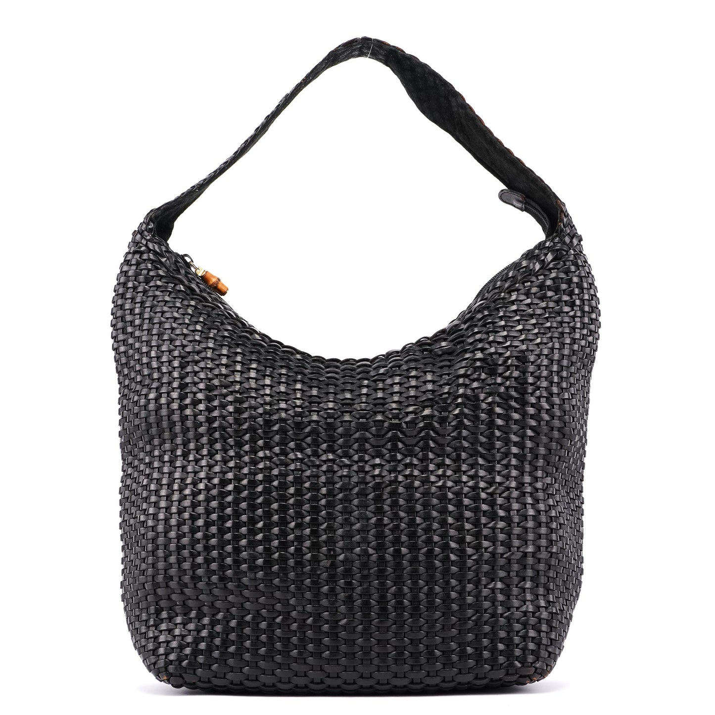 1996 Brown Woven Leather Hobo Shoulder Bag