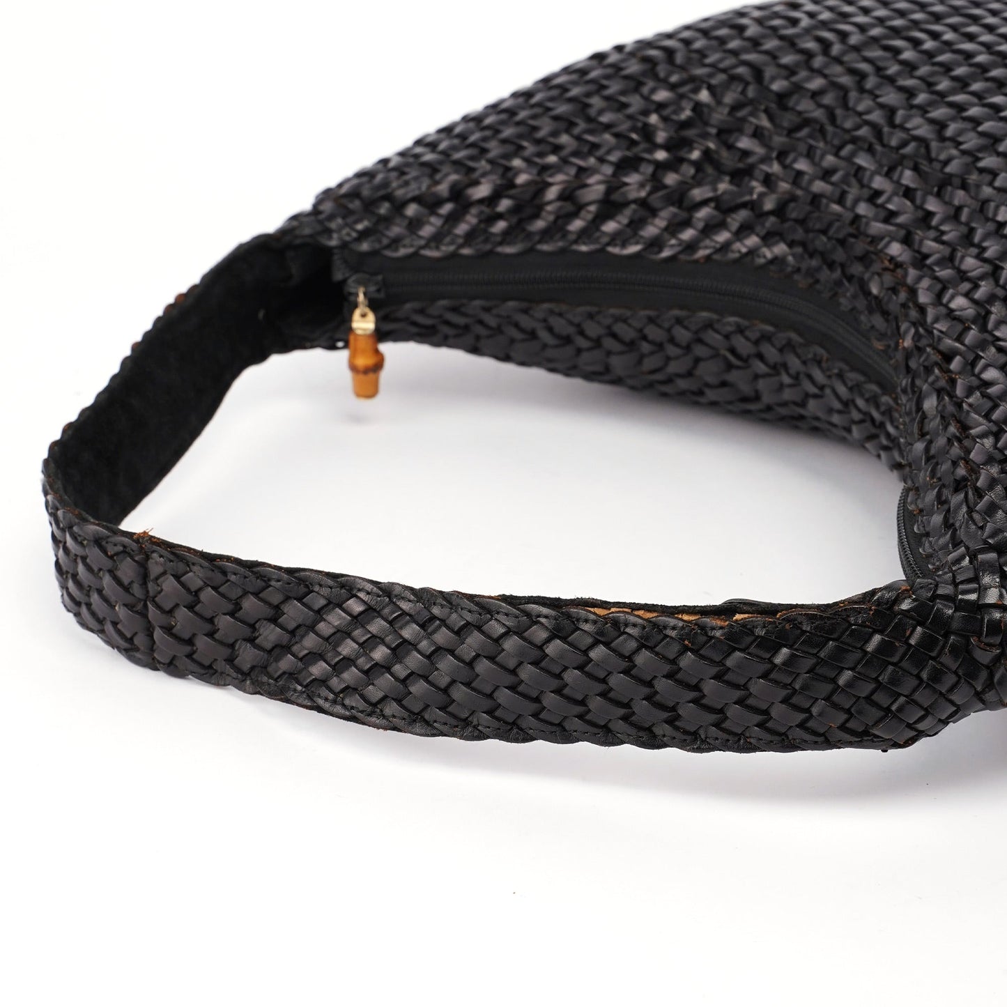 1996 Brown Woven Leather Hobo Shoulder Bag