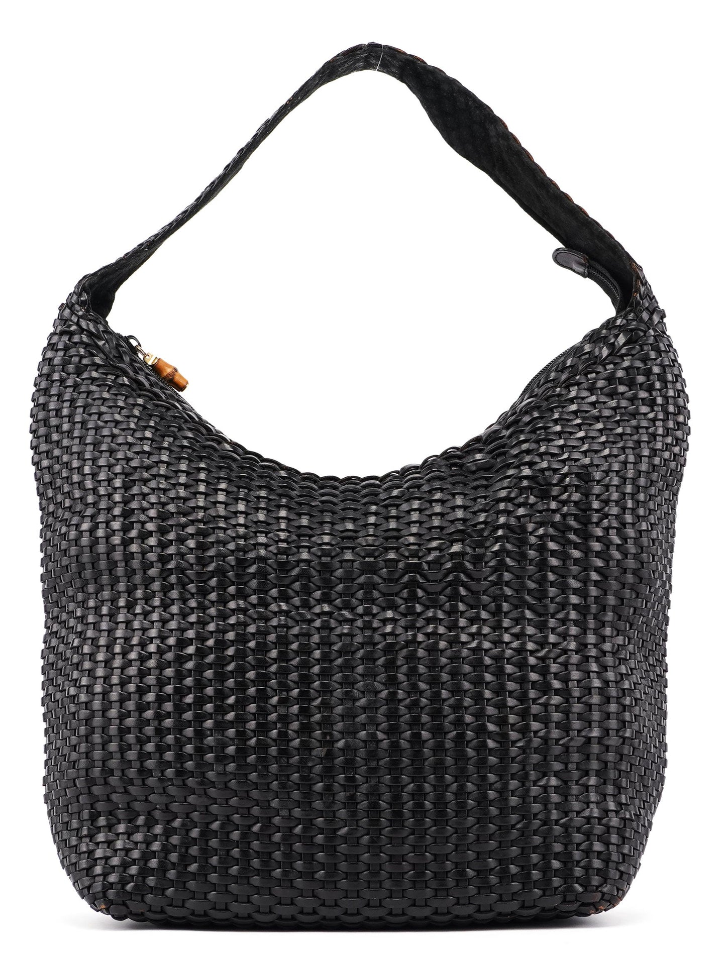 1996 Brown Woven Leather Hobo Shoulder Bag