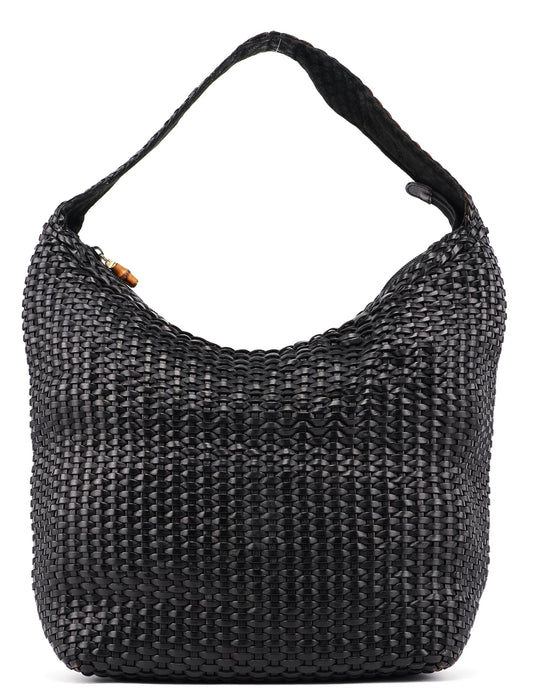 1996 Brown Woven Leather Hobo Shoulder Bag