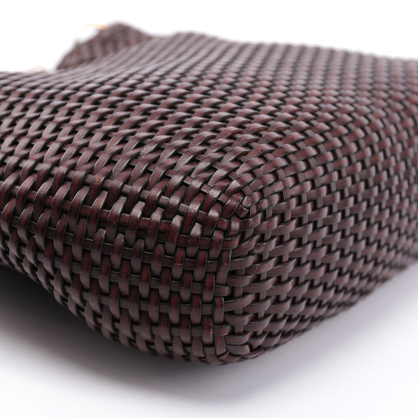 1996 Large Brown Woven Bamboo 2-Way Bag