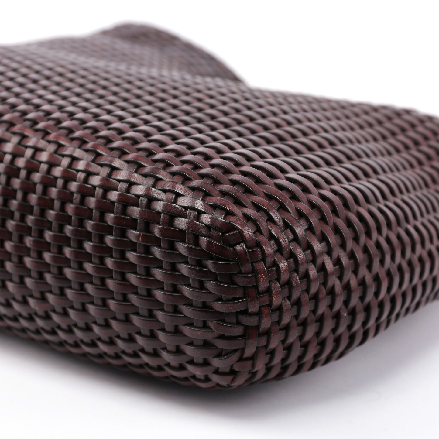 1996 Large Brown Woven Bamboo 2-Way Bag