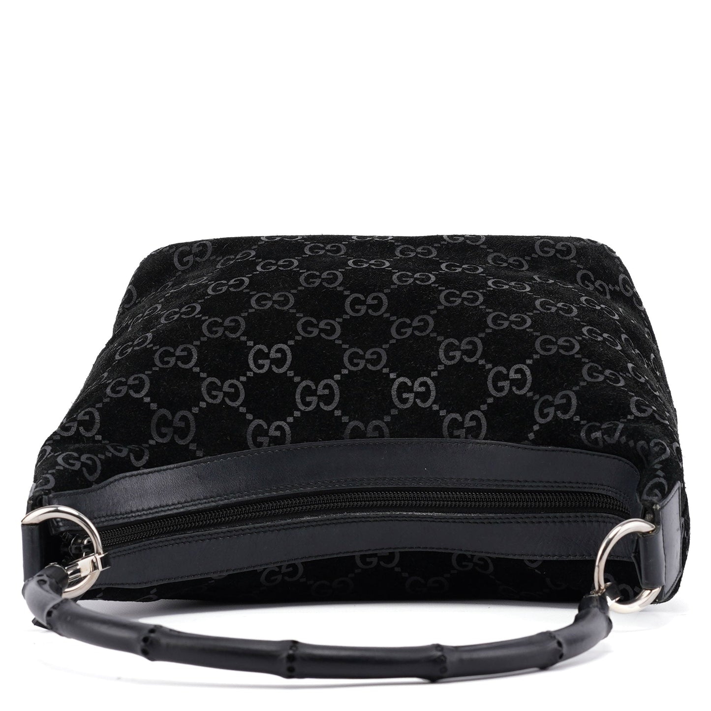 1997 Black GG Suede Bamboo Shoulder Bag