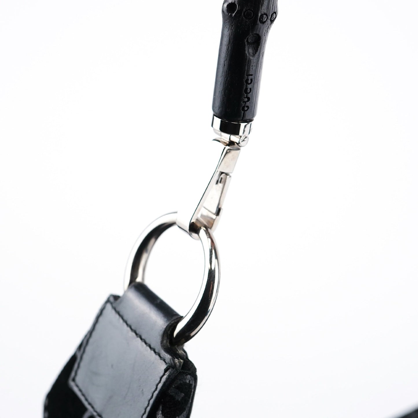 1997 Black GG Suede Bamboo Shoulder Bag