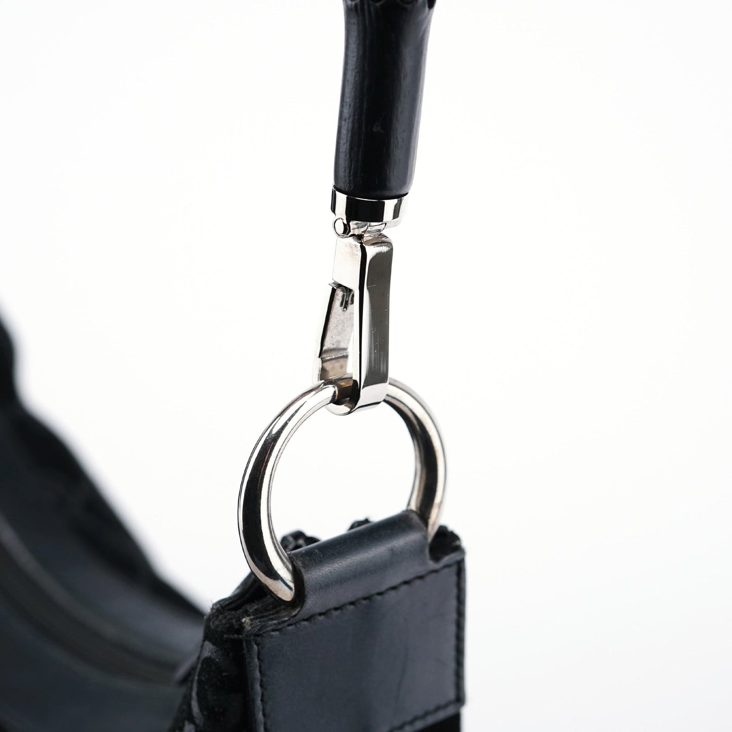 1997 Black GG Suede Bamboo Shoulder Bag