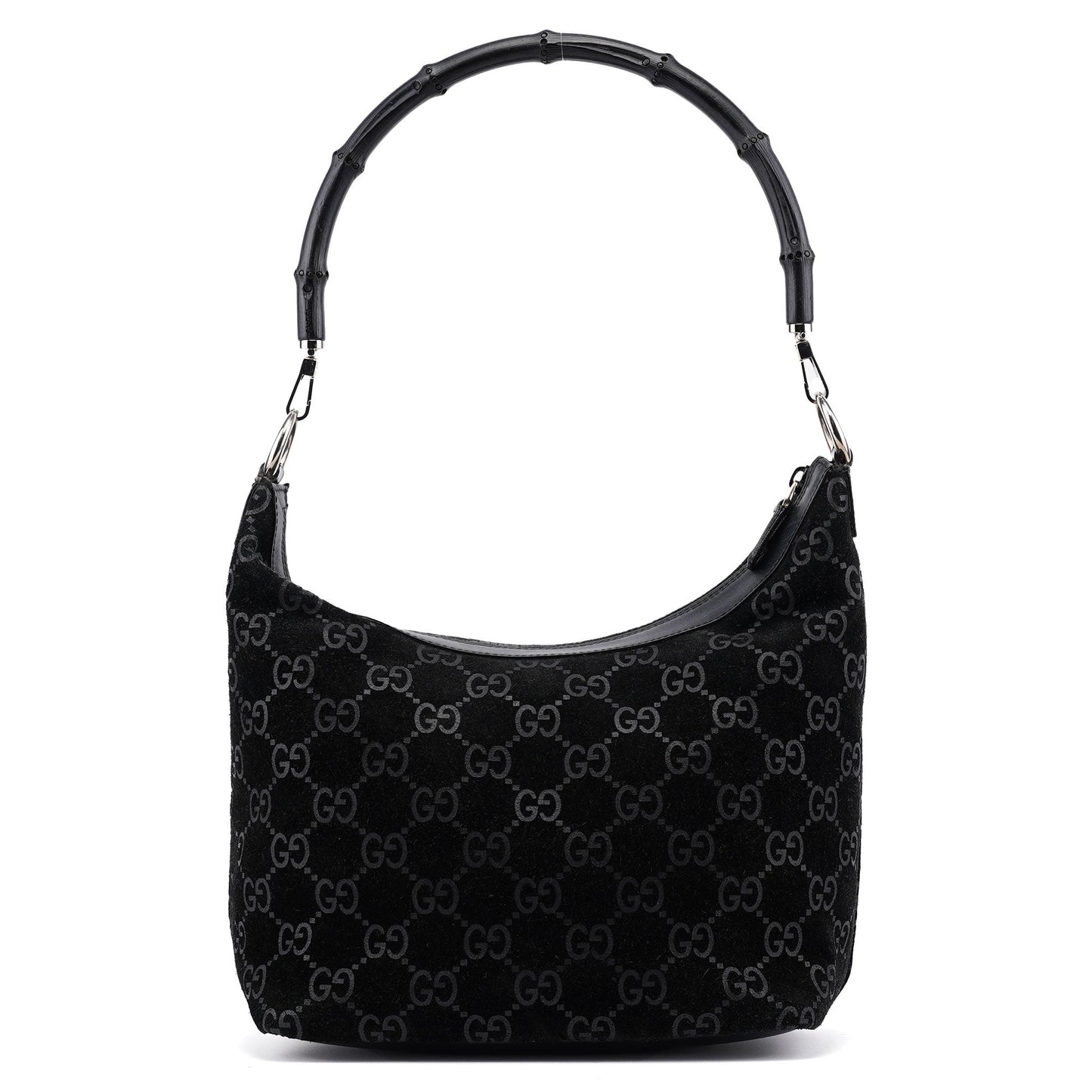 1997 Black GG Suede Bamboo Shoulder Bag