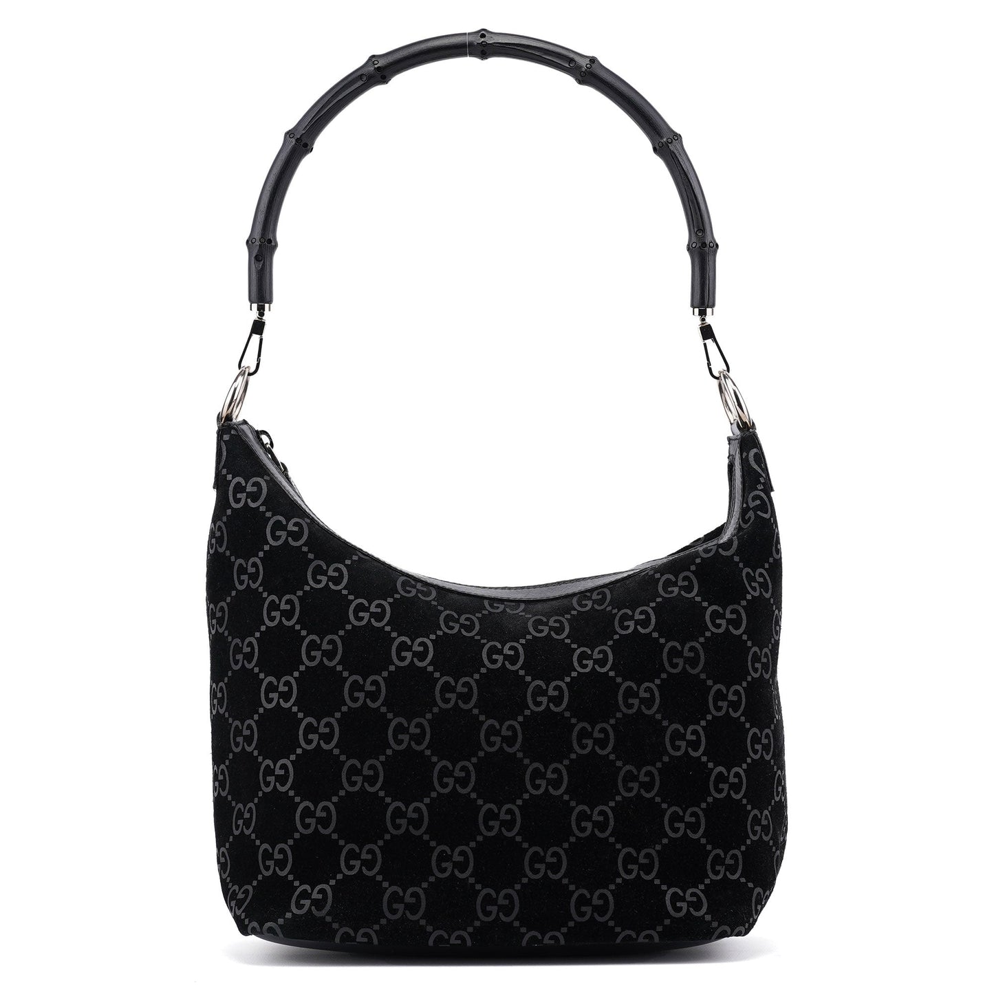 1997 Black GG Suede Bamboo Shoulder Bag